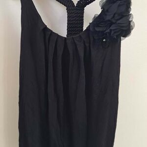 Twenty Black Tank Top with Floral Detail